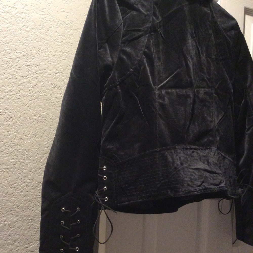 Ashley International black velvet moto jacket - Picture 5 of 8